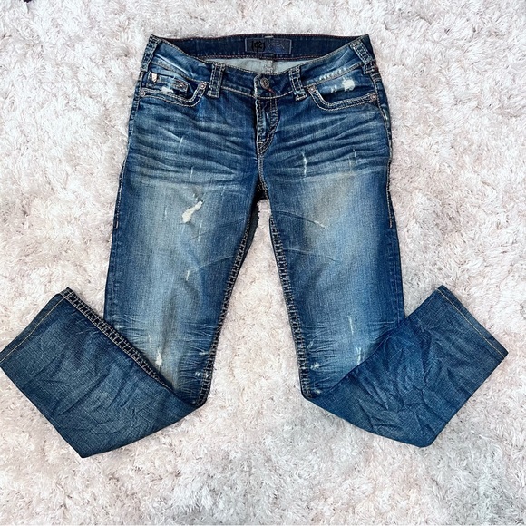 🤠 1921 Western Glove Works Chrissie Low-Rise Slim-Leg Distressed Jeans | 29x32 - Picture 3 of 14